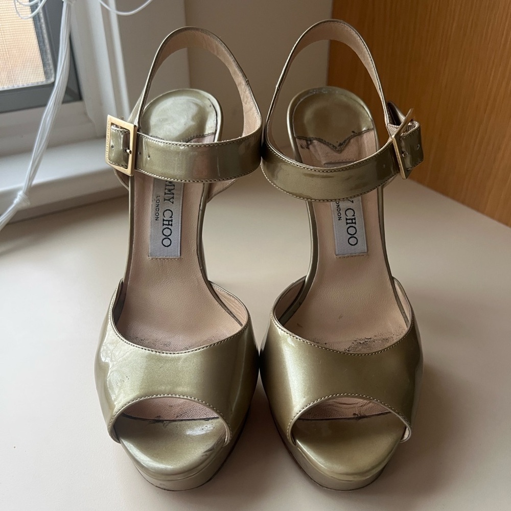 Jimmy Choo Champagne Open-toe Platform Sandal Pumps - Picture 2 of 9